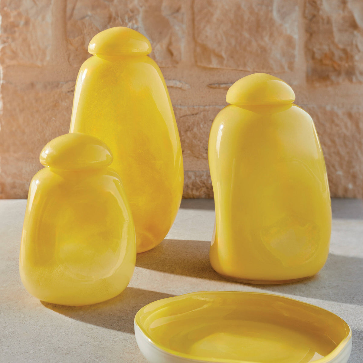Vaso fatto a mano Squero in Vetro Giallo - Medio