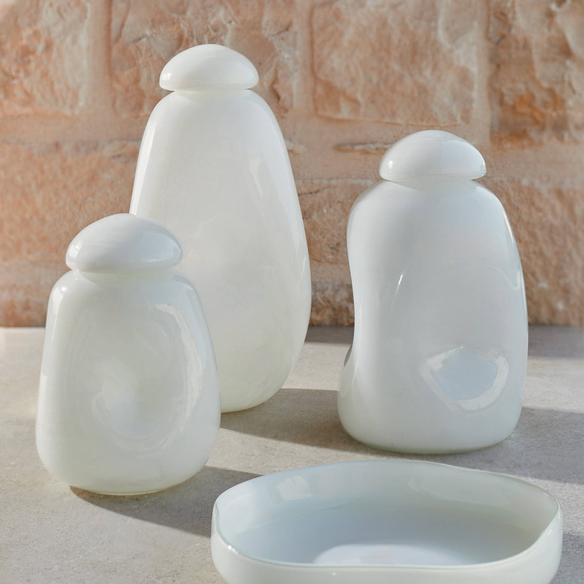 Vaso fatto a mano Squero in Vetro Bianco - Piccolo