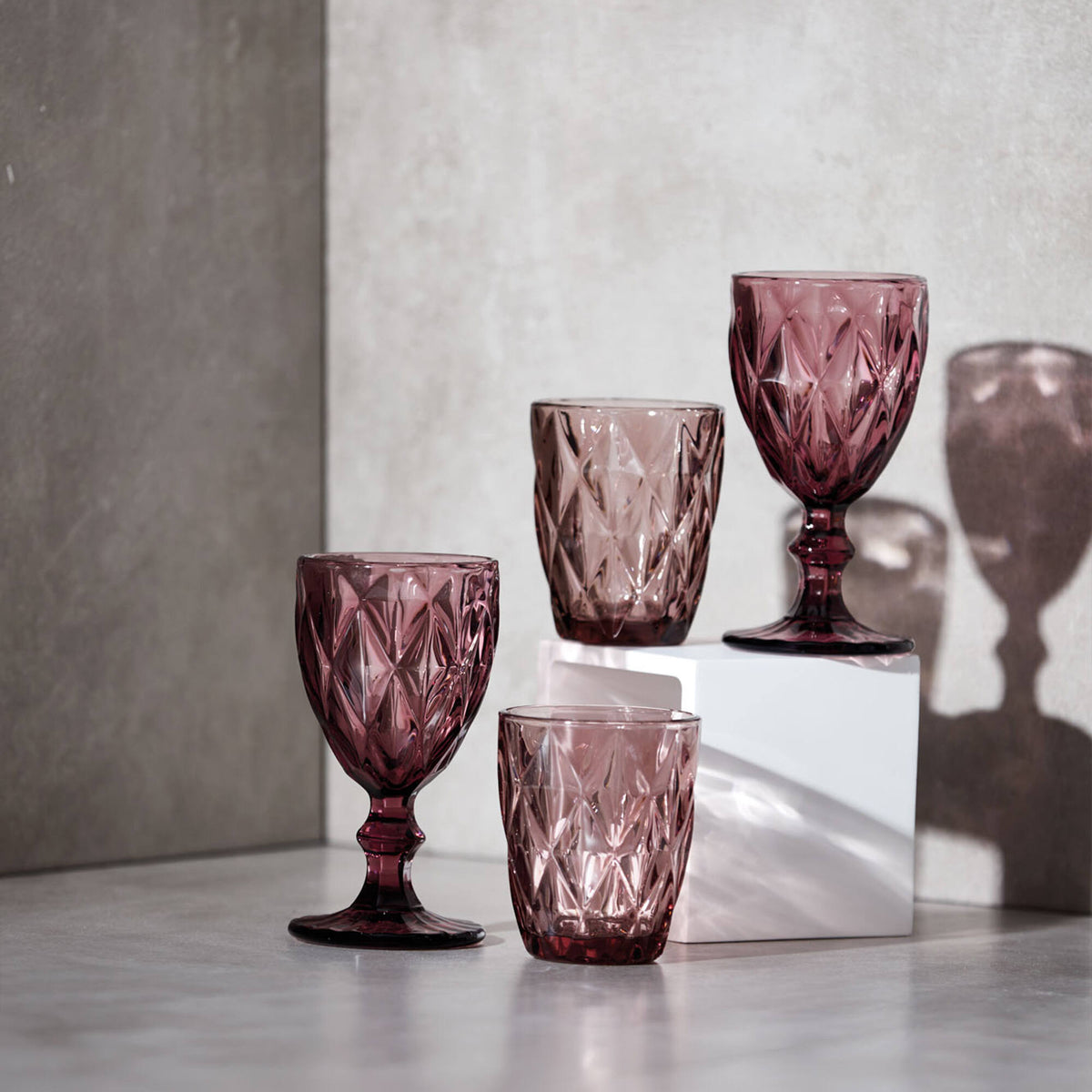 Tumbler Murano in Pasta di Vetro Rosa - set 6 pezzi