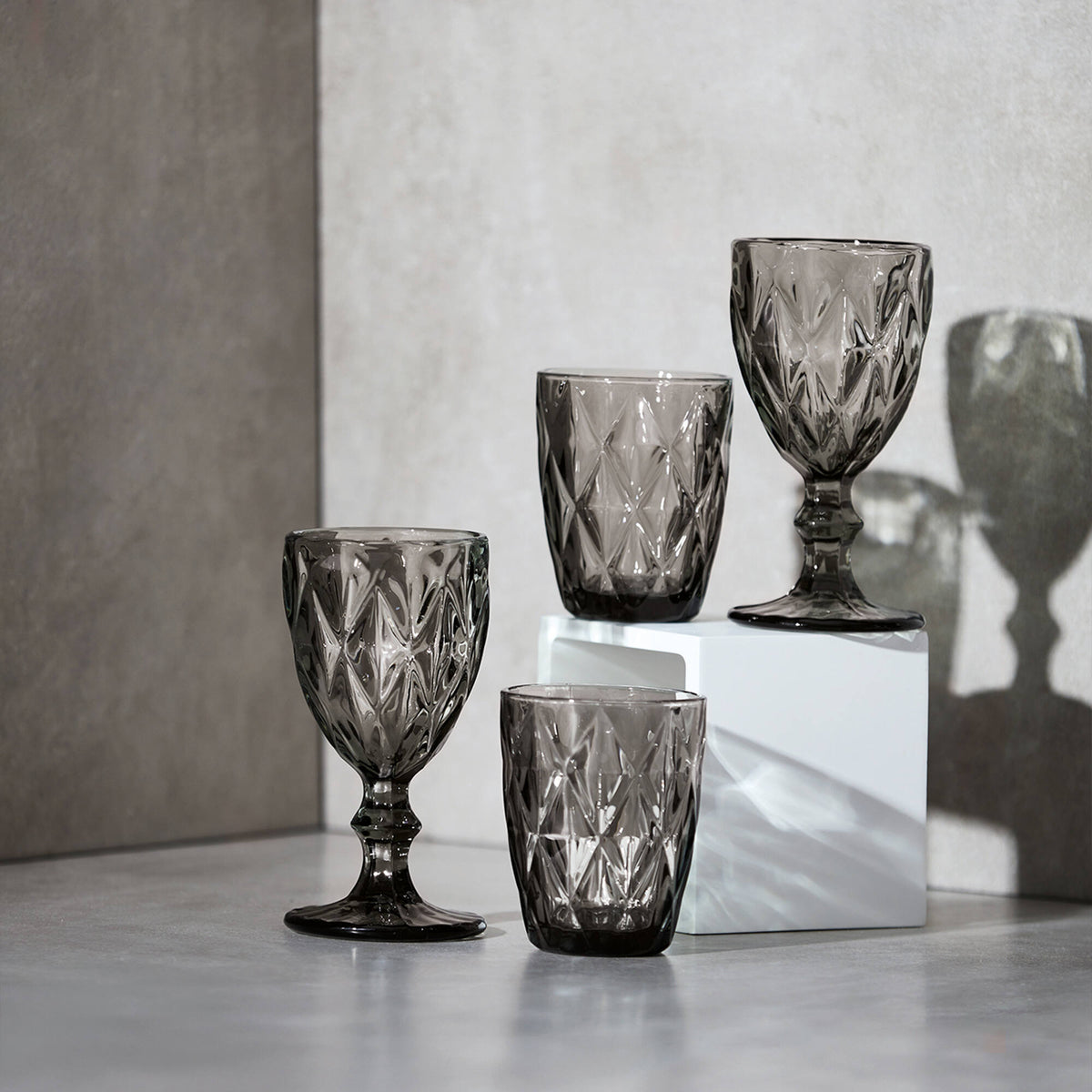 Tumbler Murano in Pasta di Vetro Grigio - set 6 pezzi
