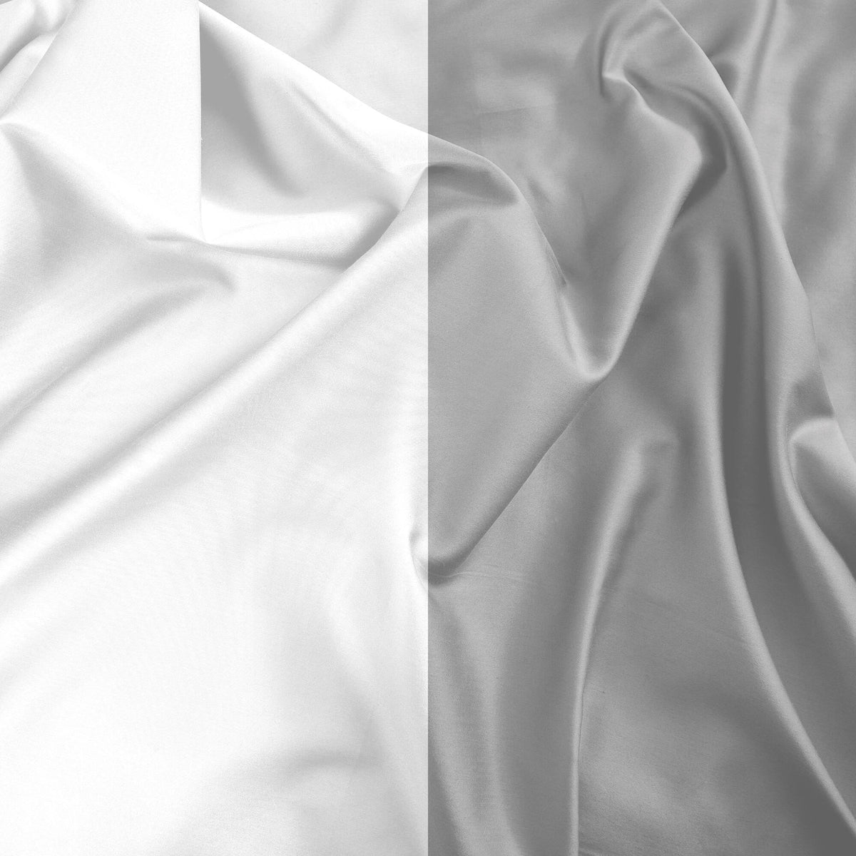 Parure copripiumino Bi-Color Marais Bianco / Nebbia in Cotone Raso 600 TC 300 - Finissaggio silk - 255x200 (+50)