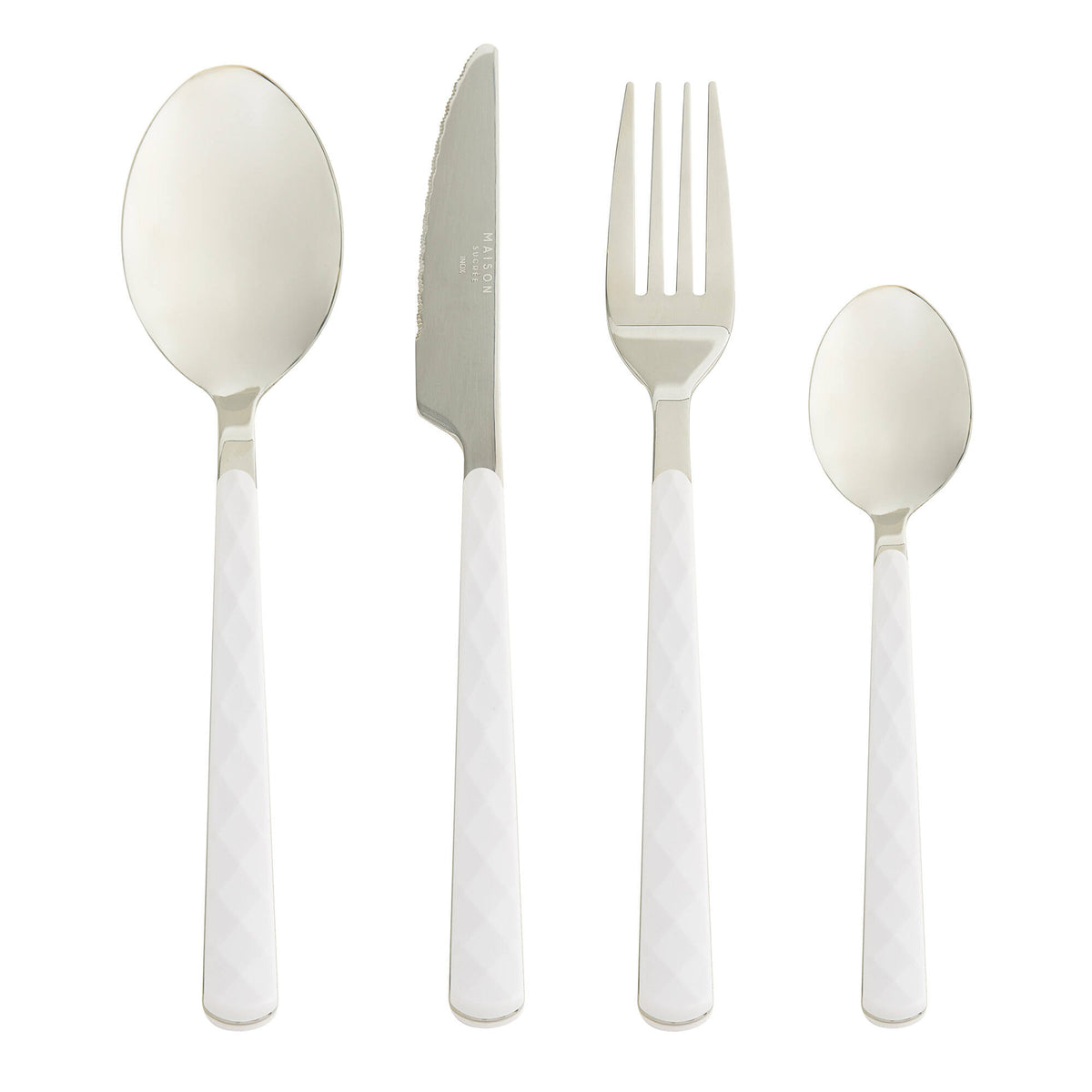 Cucchiaino Aura in AISI430 e manico in ABS Bianco - set 6 pcs