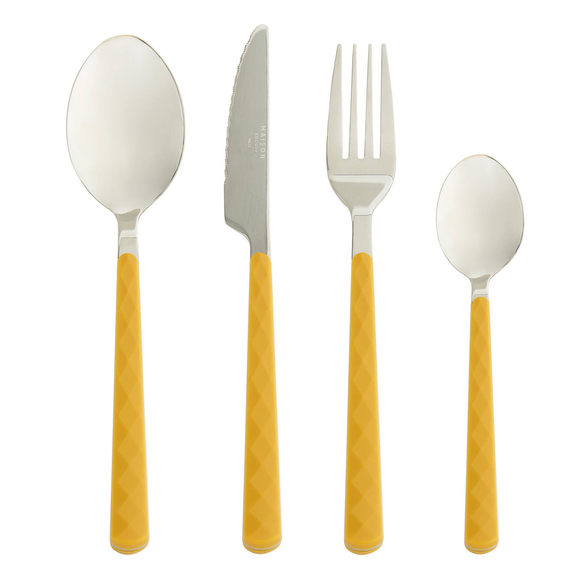 Cucchiaino Aura in AISI430 e manico in ABS Giallo - set 6 pcs