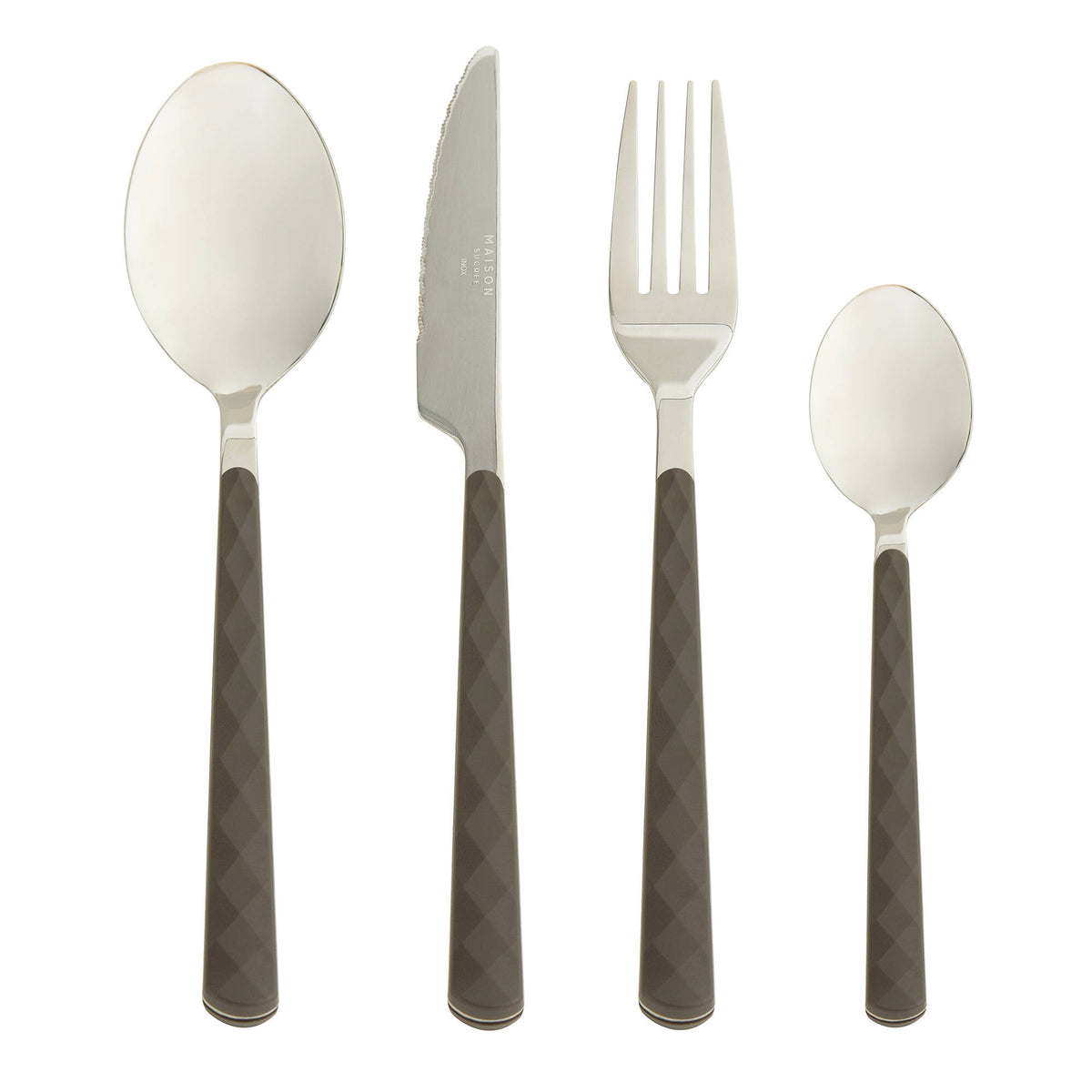 Cucchiaino Aura in AISI430 e manico in ABS Nero - set 6 pcs