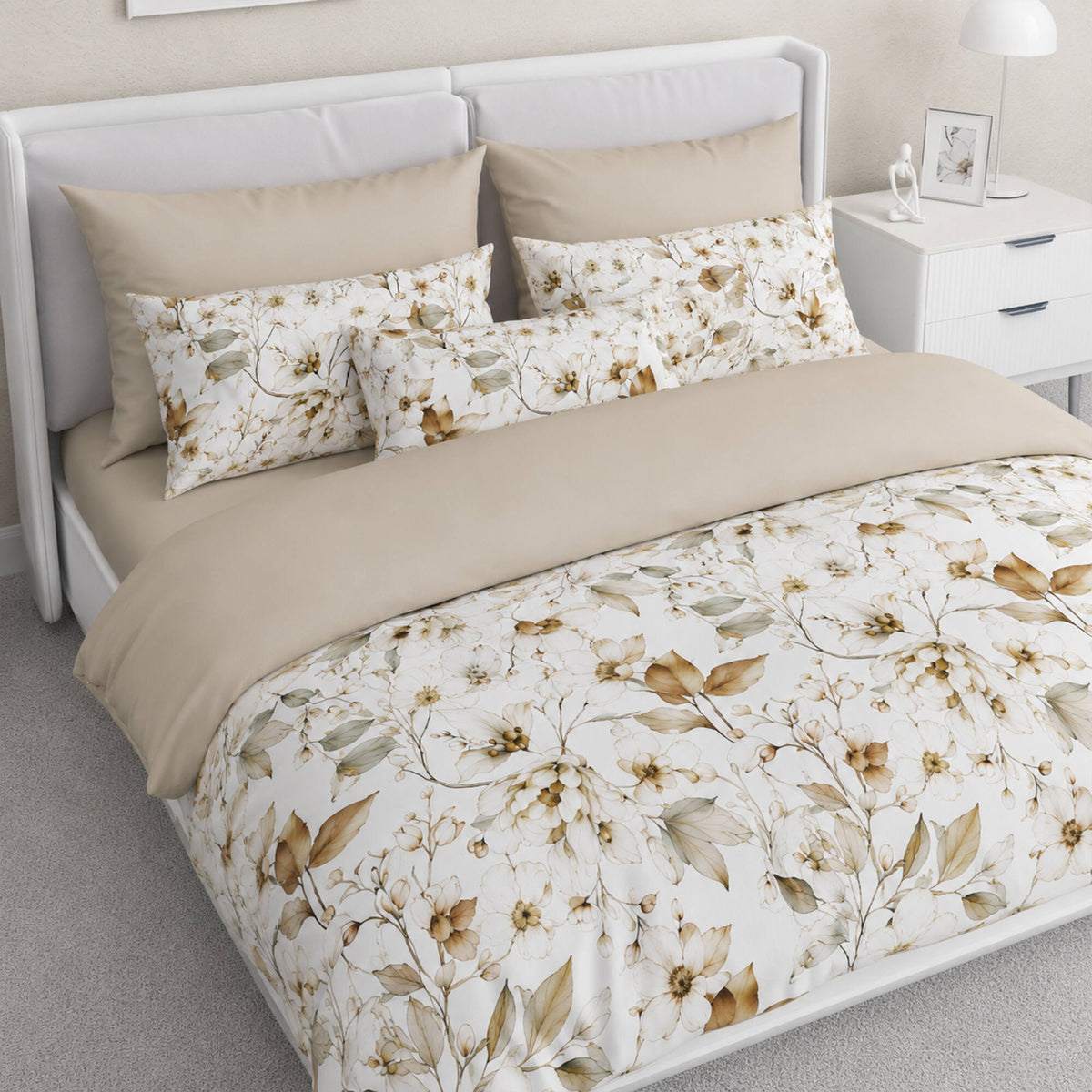 Federe Prodigio Beige in cotone percalle - 2 pezzi