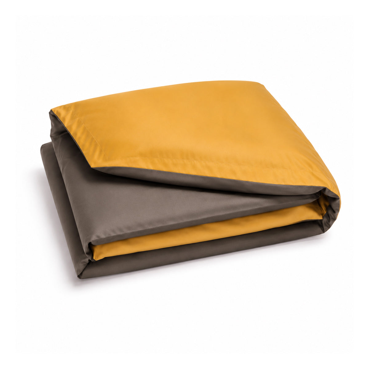 Parure copripiumino Bi-Color Marais Ocra / Cocco in Cotone Raso 600 TC 300 - Finissaggio silk - 255x200 (+50)